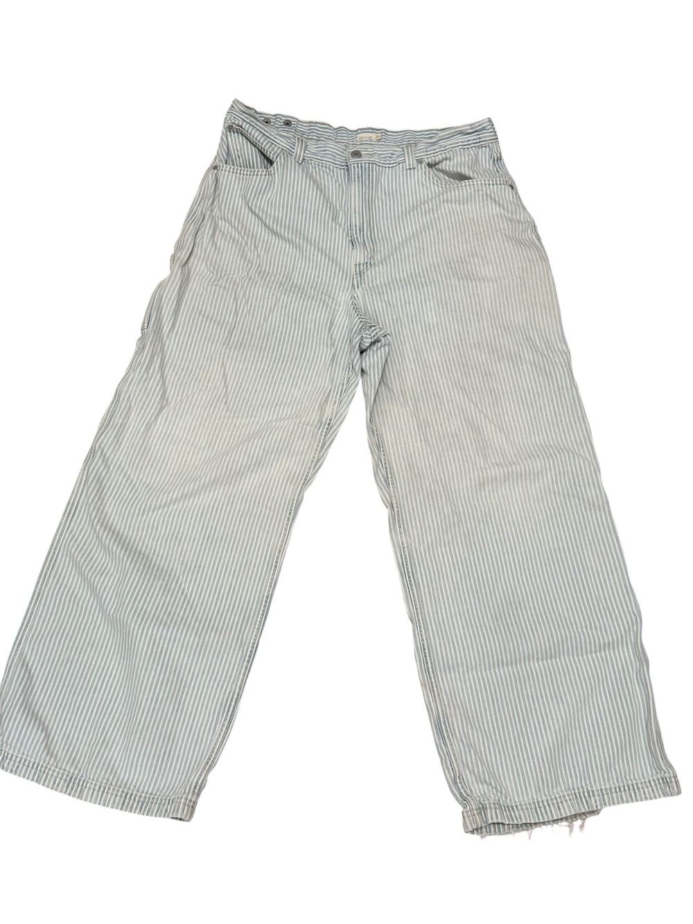 Levi’s cinch baggy Striped Wide Leg Cotton Pants jeans Blue & White plus size 34